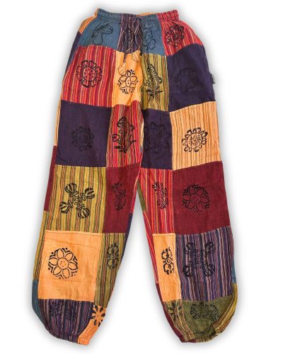 Nomad Sari - Mushroom Pants - Block Print Designs - Orange Tones (110x120cm) L/XL