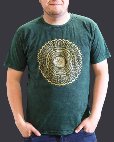 XLarge Stone Washed Teashirt - Mandala - Green