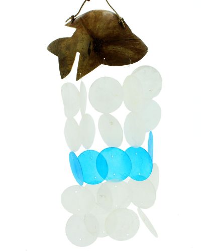 Coconut and Capiz Windchimes - Blue Dolphins - 30cm