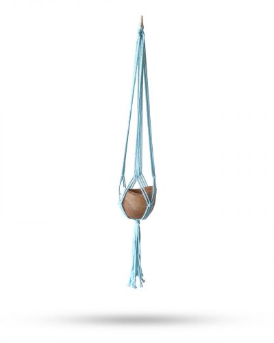 Macrame Pot Holder Classic - Powder Blue Med Pot