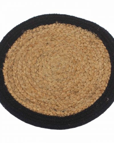 Natural Place Mat - Jute & Cotton 30cm - Black Boarder