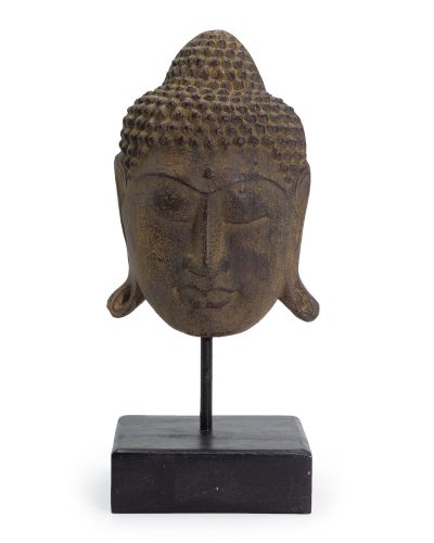 Large Serenity Buddha Head on Stand  - Grey