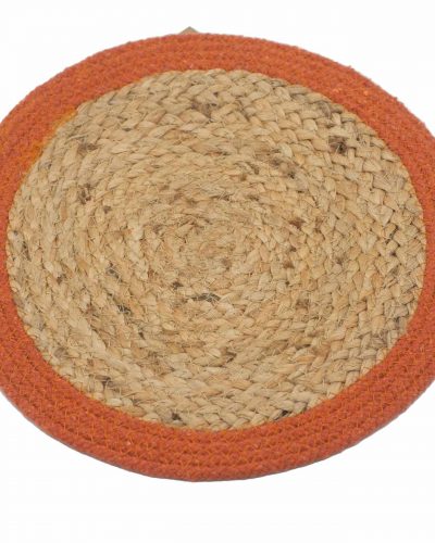 Natural Place Mat - Jute & Cotton 30cm - Clay Boarder