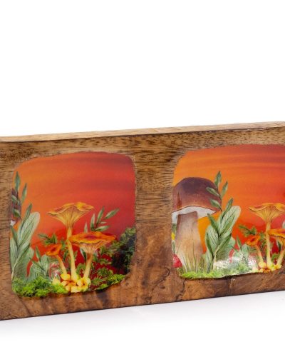 Double Trinket Tray 20x10x2.5cm - Mushroom Design Maroon