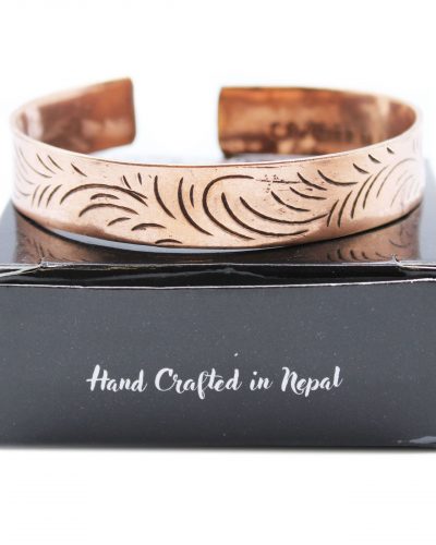 Copper Tibetan Bracelet - Wide Tribal Swirls
