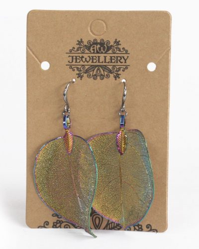 Earrings - Bravery Leaf - Rainbow