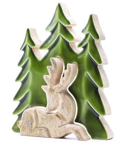 Lost in the Forrest -  Stag in the Forrest 3D Wooden Decoration - 23x20cm