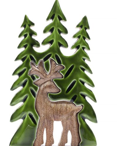 Lost in the Forrest -  Stag in the Forrest 3D Wooden Decoration - 25x15cm