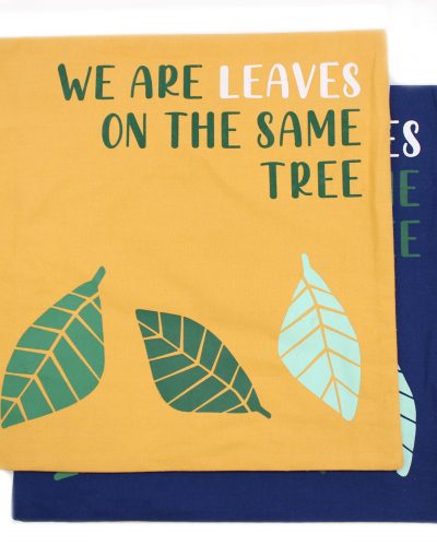 Printed Cotton Cushion Cover - We are Leaves - Natural