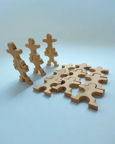 Set of 15 Stacking  Neem Wooden Acrobat Men for Toddlers