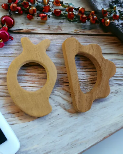 Anti-Bacterial Neem Wooden Teethers of Shapes - Mango & Cloud